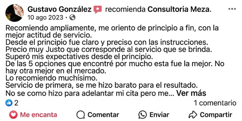Reseña cliente Consultoría Meza